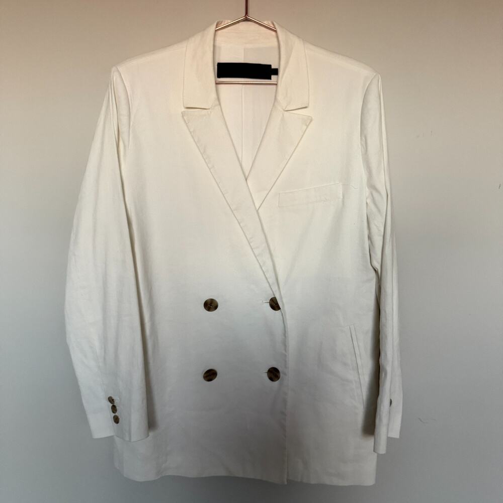Jenni Kayne Womens Linen Keaton Blazer Jacket 10 White Quiet Luxury Old Money - Picture 2 of 9